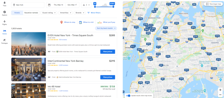 Google hotel booking