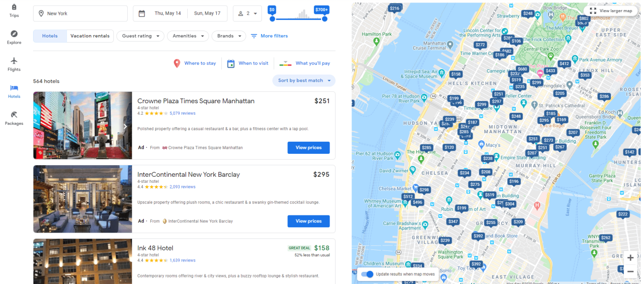Google hotel booking