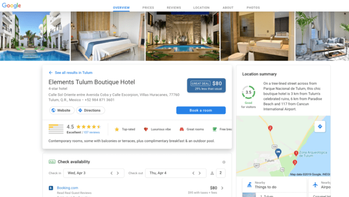 Google hotel booking